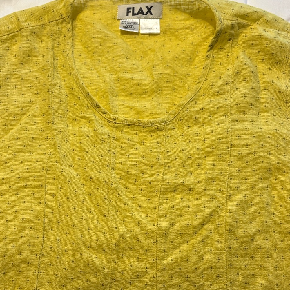 Flax 100% Linen Boxy Short Sleeve Top Small Red White Stripe Nautical Summer - Picture 7 of 7